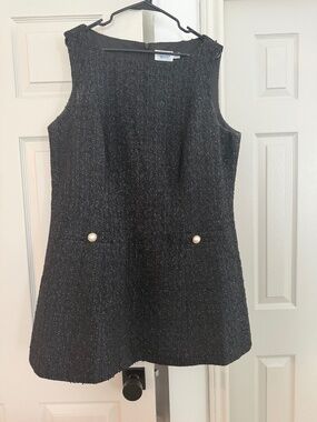 Chelsea Reece Black Tweed Mini Shift Dress 24
